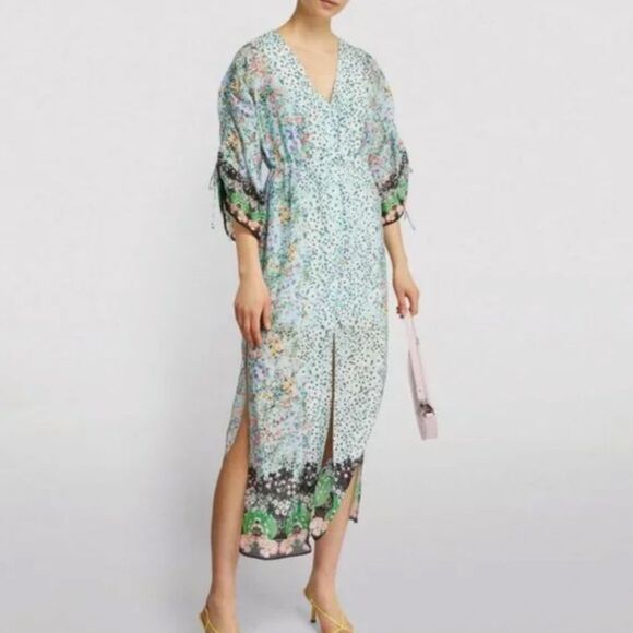 Alice + Olivia Arlinda Floral Button Front Kimono Maxi Dress